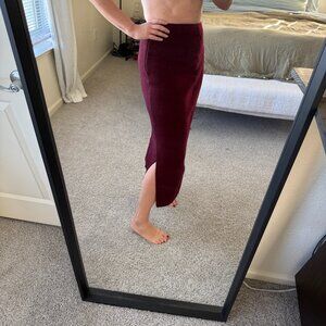 Vintage Boiled Wool Berry Colored Midi Skirt Size Small